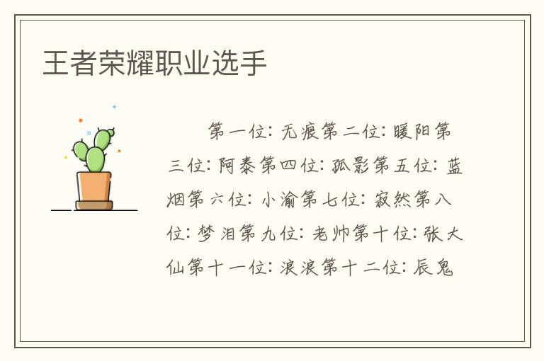 王者荣耀职业选手